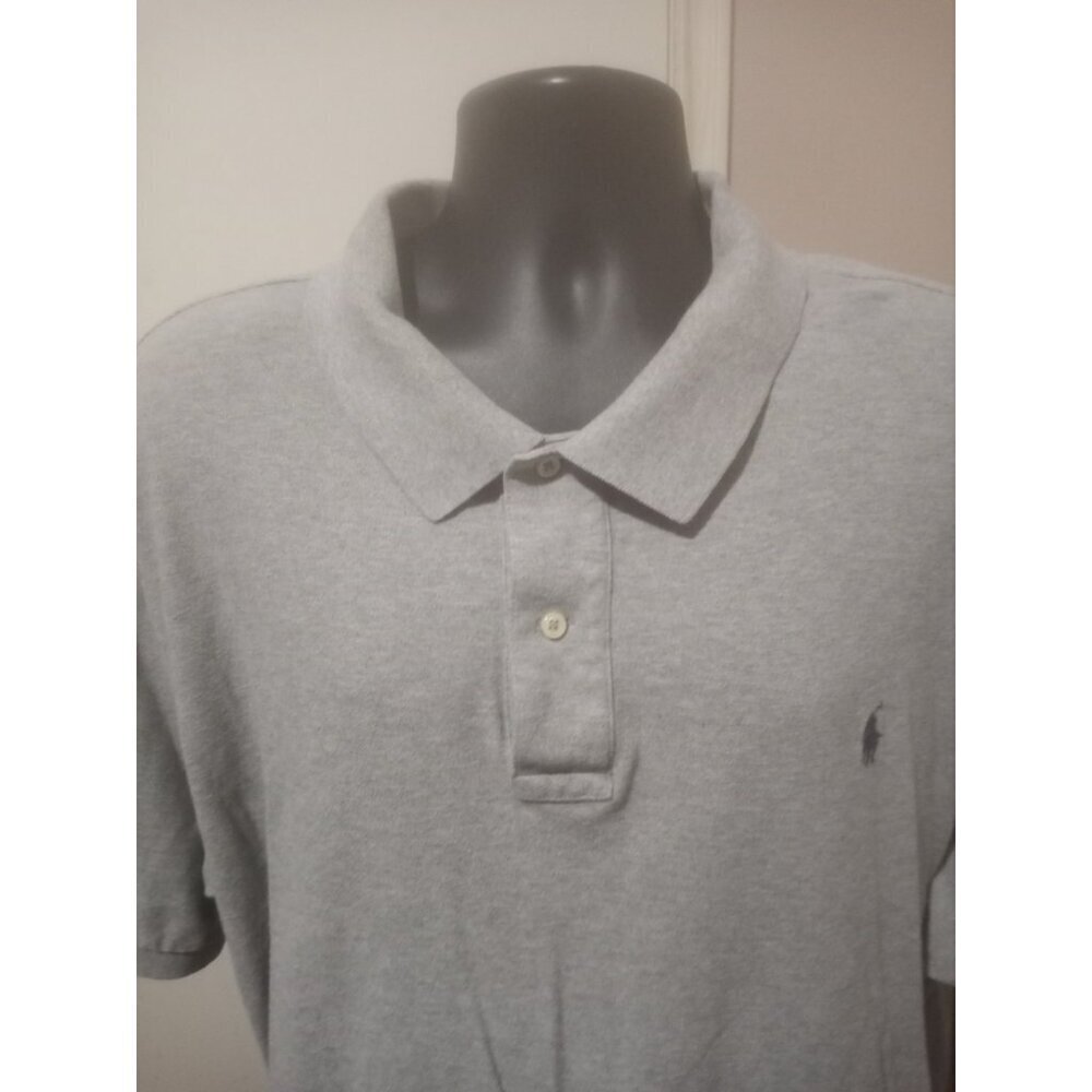 Polo Ralph Lauren Mens 3XB Gray Solid Knit Polo Shirt Short Sleeve 3X Big - Picture 4 of 12